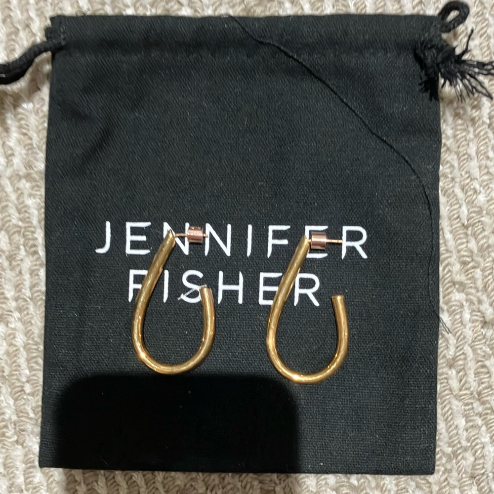 Jenifer Fisher stamped gold plated earrings